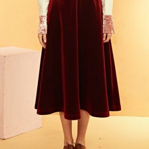 Burgundy Folds Casual Midi Dress