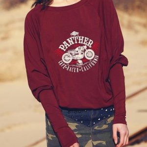 Burgundy Fringed Statement Tribal Long Sleeved Top