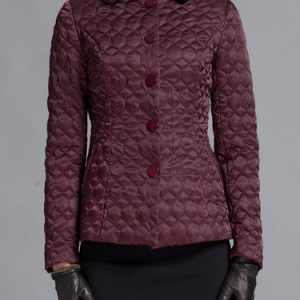 Burgundy Plain Buttoned Lapel Long Sleeve Coat