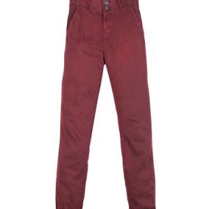 Burgundy Plain Casual Pockets Jeans