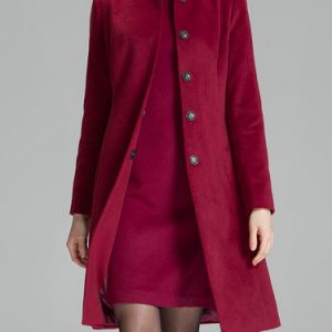 Burgundy Plain Simple Casual Coat