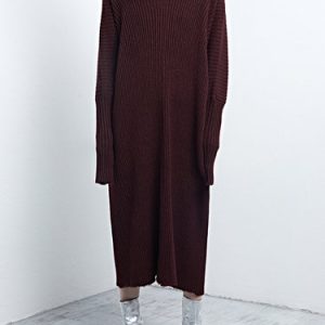 Burgundy Statement Shift Knitted Sweater Dress