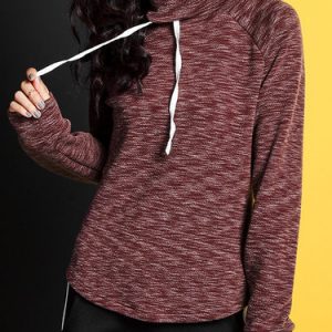 Burgundy Turtleneck Casual Long Sleeved Top