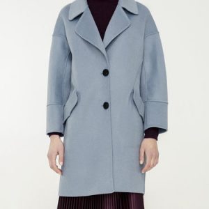 Buttoned Long Sleeve Lapel H-line Coat