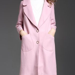 Buttoned Solid Elegant Lapel Long Sleeve Coat