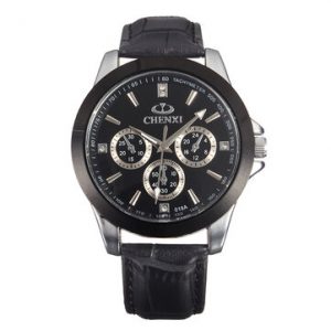 CHENXI Casual Watch Leather Rhinestone Men Watch