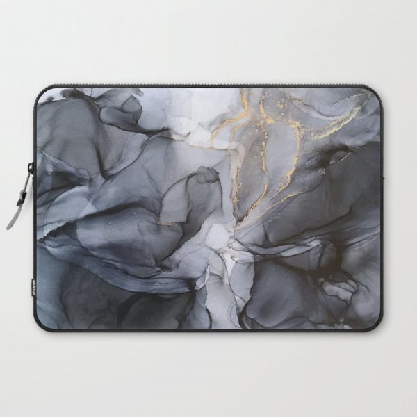 Calm but Dramatic Light Monochromatic Black & Grey Abstract Computer Cover by ELIZABETH KARLSON - Laptop Sleeve - 15"