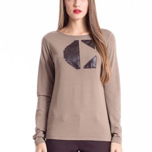 Camel Casual Geometric H-line Long Sleeved Top