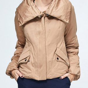 Camel Lapel Plain Casual Pockets Down Coat