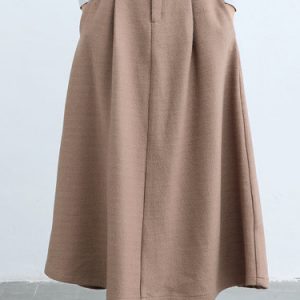 Camel Pockets Swing Solid Simple Maxi Skirt