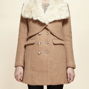 Camel Shirt Collar Casual Detachable Fur And Shearling Coat