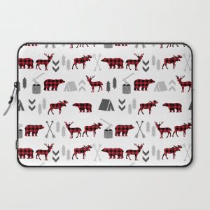 Camping cabin life chalet all day plaid moose deer bear pattern outdoors nature lover Computer Cover by CharlotteWinter - Laptop Sleeve - 15"