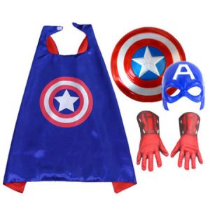 Captain America Costume Halloween Royal Blue 4 Pieces For Boys