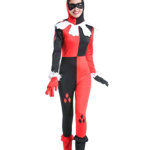 Carnival Circus Costume Harley Quinn Black And Red Women Clown Holidays Costumes