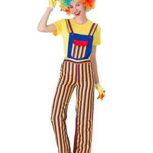 Carnival Circus Costume Yellow Women Pant GlovesTop Set Polyester Clown Holidays Costumes Halloween