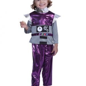 Carnival Fancy Costume Metallic Robot Kid Funny Costume Purple 2 Pieces Holidays Costumes Halloween