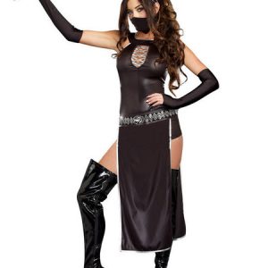 Carnival Ninja Costume Black Mask Headwear Lycra Spandex Women's Ninja Set Halloween Holidays Costumes