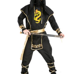 Carnival Ninja Costume Black Printed Ninja Mask Clothes Set Ball Holidays Costumes