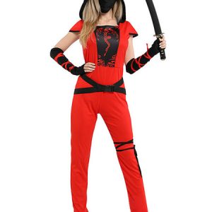 Carnival Ninja Costume Two Tone Dragon Print Ninja Jumpsuit Holidays Costumes