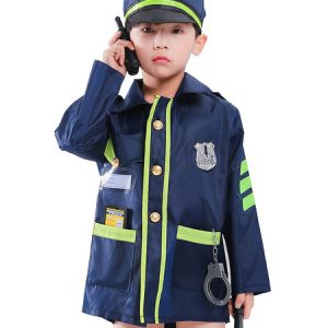 Carnival Traffic Police Kids Dark Navy Cosplay Polyester Set Kids Cosplay Costumes