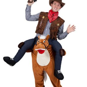 Carry Me Costume Cowboy And Indians Halloween Piggyback Ride On Mascot Unisex Adults Flannel Funny Costumes