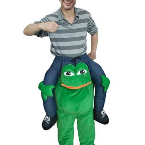 Carry Me Costume Frog Green Piggyback Ride On Mascot Unisex Adults Flannel Funny Costumes Halloween