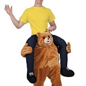 Carry Me Costume Halloween Bear Brown Piggyback Ride On Mascot Unisex Adults Flannel Funny Costumes