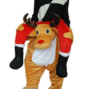 Carry Me Reindeer Costume Halloween Christmas Piggyback Unisex Adults Flannel Funny Oktoberfest Ride On Costumes