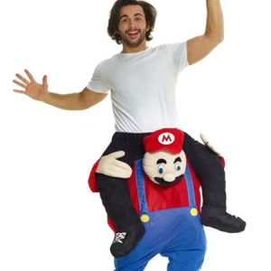 Carry Me Ride On Costume Halloween Unisex Blue Super Mario Bros Carrier Velour Pants Funny Costume Suit Halloween