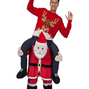 Carry Me Santa Clause Costume Halloween Christmas Piggyback Unisex Adults Red Flannel Funny Oktoberfest Ride On Costumes