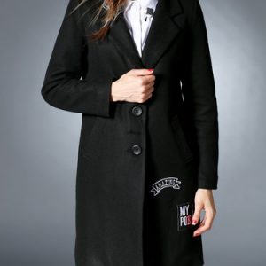 Casual Appliqued Long Sleeve Coat