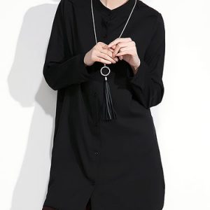 Casual Chiffon Long Sleeve Asymmetrical Blouse