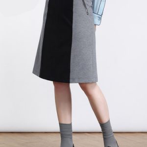 Casual Color-block A-line Midi Skirt