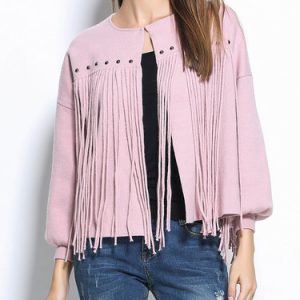 Casual Fringed Balloon Sleeve H-line Coat