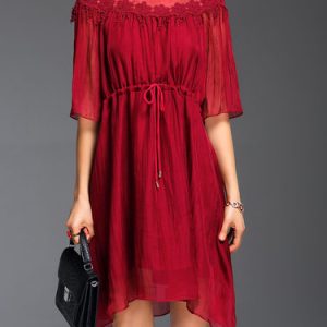 Casual Guipure Lace Half Sleeve Midi Dress