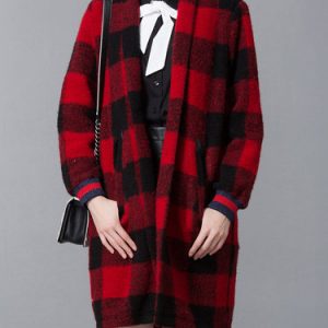 Casual H-line Lapel Long Sleeve Wool-blend Coat