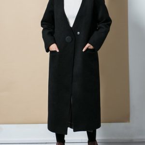 Casual H-line Long Sleeve Buttoned Coat