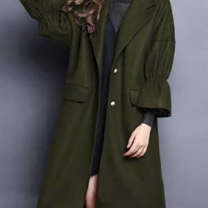 Casual Lapel Frill Sleeve Coat with Pockets