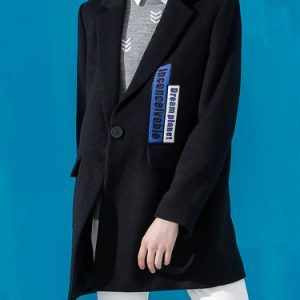 Casual Lapel Letter Embroidered Long Sleeve Coat