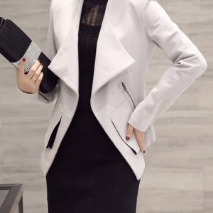 Casual Lapel Zipper Asymmetrical Long Sleeve Coat