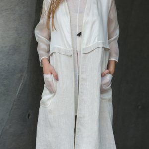 Casual Linen H-line Long Sleeve Coat