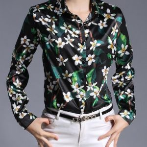 Casual Long Sleeve Floral-print Blouse