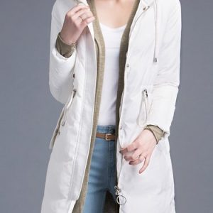 Casual Long Sleeve H-line Hoodie Down Coat