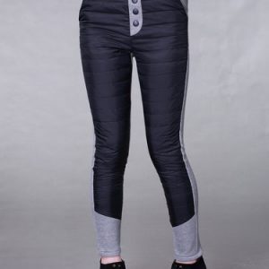 Casual Nylon Plain Buttoned Skinny Leg Pants