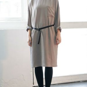 Casual Plain Long Sleeve Midi Dress