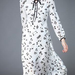 Casual Printed Long Sleeve Midi Dress