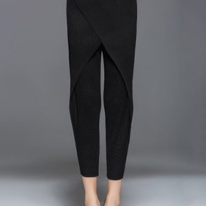 Casual Ribbed Solid Straight Leg Pants