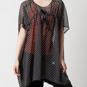 Casual Short Sleeve Bow Polka Dots V Neck Blouse