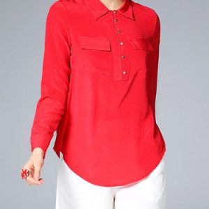 Casual Silk H-line Long Sleeve Blouse