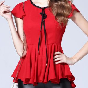 Casual Solid High Low Ruffled Blouse